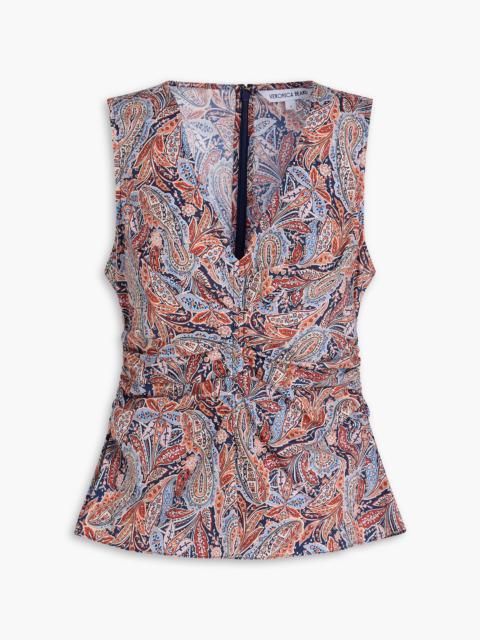VERONICA BEARD Aiden ruched paisley-print cotton-blend top
