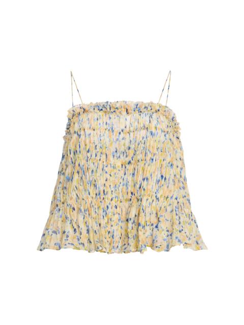 ULLA JOHNSON Florian Pleated Silk Top white