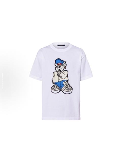 Louis Vuitton Louis Vuitton (LV) Cartoon Singing Bear Embroidered Short-Sleeve Top