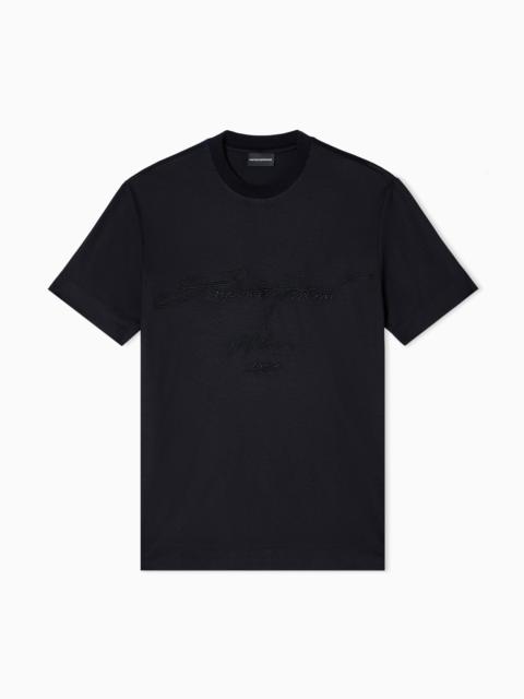 EMPORIO ARMANI ASV LYOCELL-BLEND JERSEY T-SHIRT WITH OVERSIZED EMBROIDERY