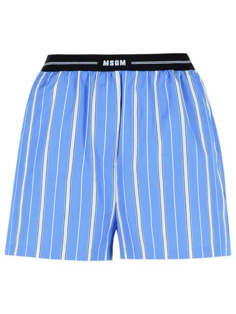 MSGM Msgm Elastic Waist Cotton Shorts Blue Women