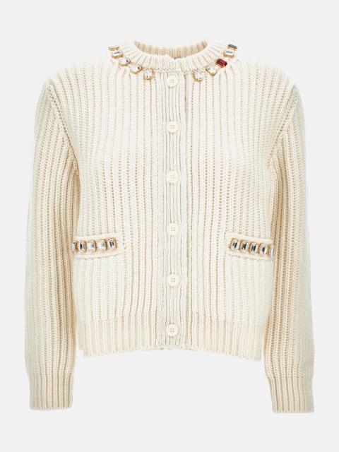 Thom Browne Crewneck cardigan with crystal trim