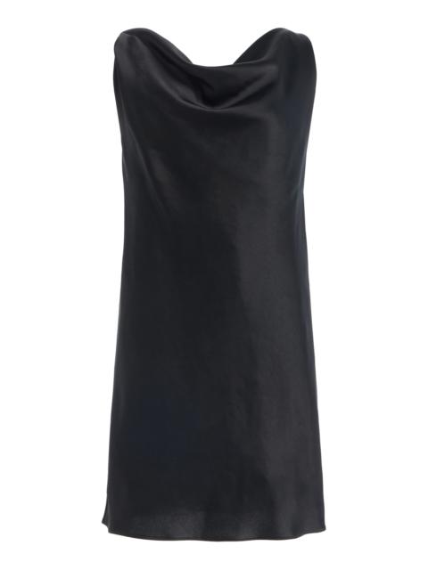 LESET Barb Cowl Satin Mini Dress black