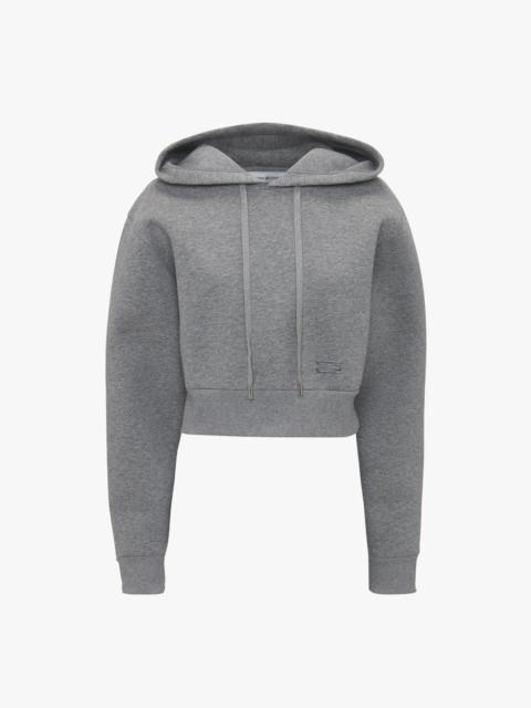 Victoria Beckham Cropped Structured Hoodie In Grey Marl