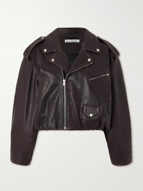 Acne Studios Gathered Textured-leather Biker Jacket