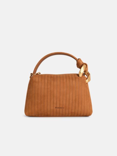JW Anderson SMALL 'CORNER' CARAMEL SUEDE BAG