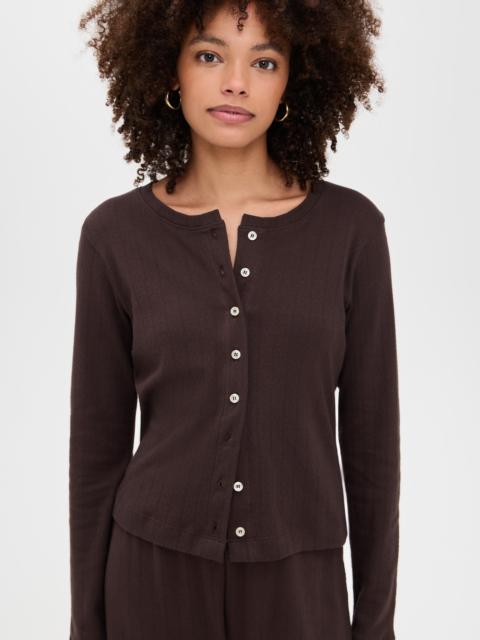 LESET Pointelle Classic Crew Cardigan