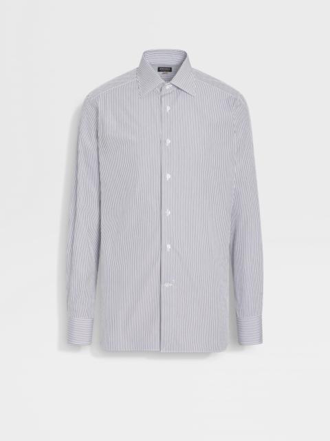 ZEGNA NAVY BLUE AND WHITE MICRO-STRIPED CENTOVENTIMILA COTTON SHIRT