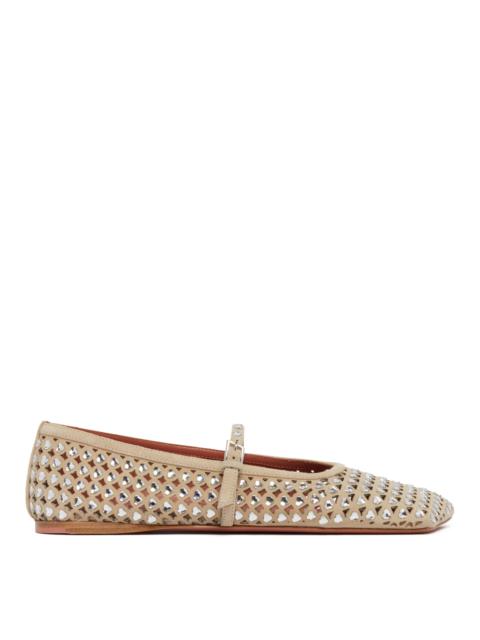 Amina Muaddi Ane Beige Heart Flats