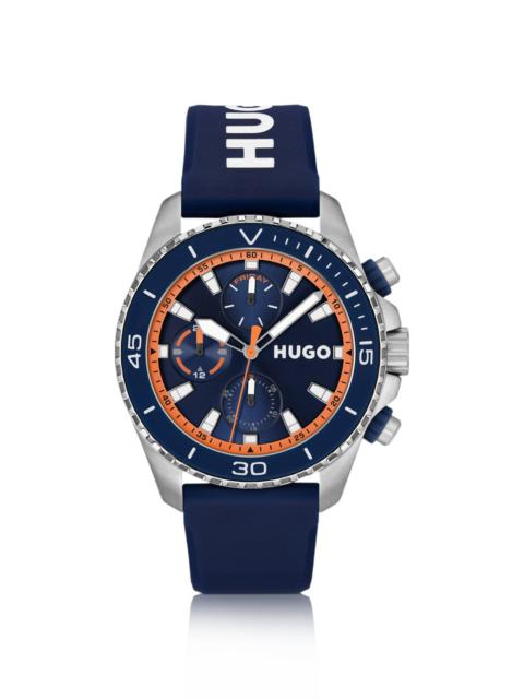 HUGO DIVE LOGO-STRAP WATCH WITH SILICONE-INLAY BEZEL