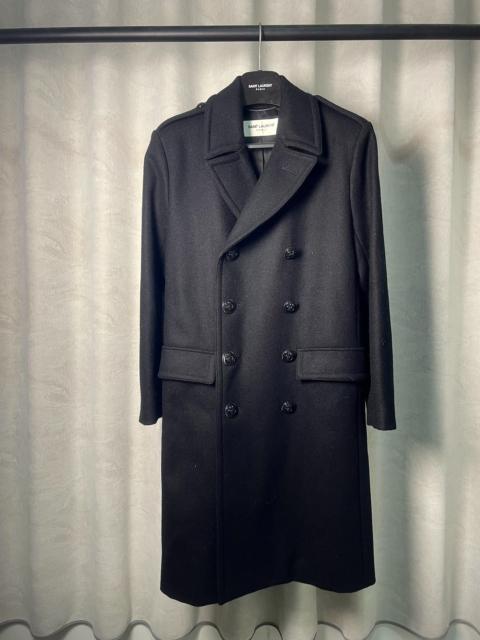 SAINT LAURENT Saint Laurent FW14 Black Wool Anchor Button Double-Breasted Coat
