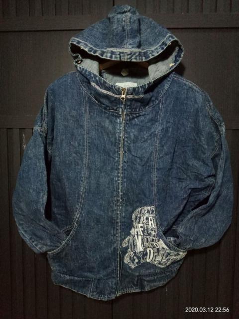 Vintage Denim Hoodie Navy x embroidery fashion women