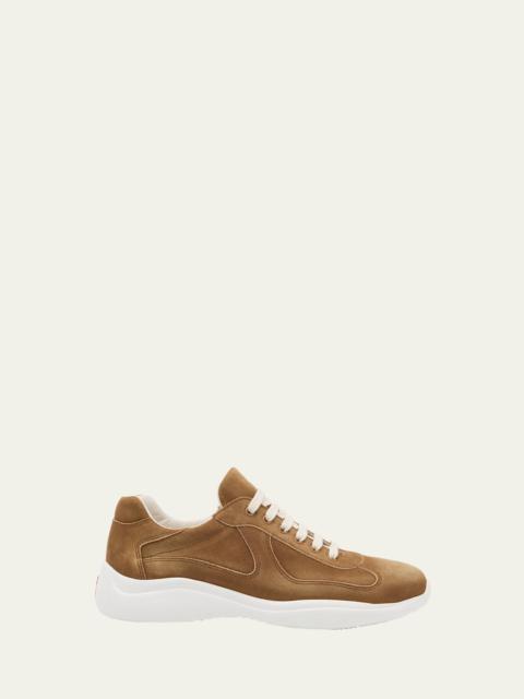 Prada Men's Americas Cup Suede Low-Top Sneakers