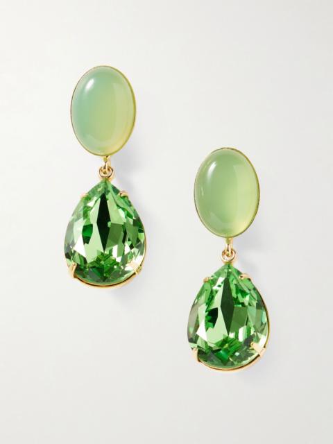 Jennifer Behr Linette gold-plated, chalcedony and crystal earrings Green