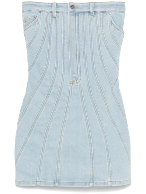 MUGLER strapless denim mini dress