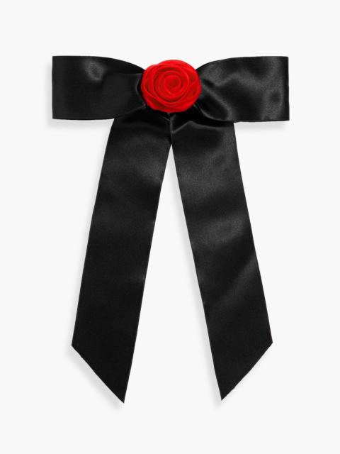 Jennifer Behr Rosette floral-appliquéd silk bow hair clip