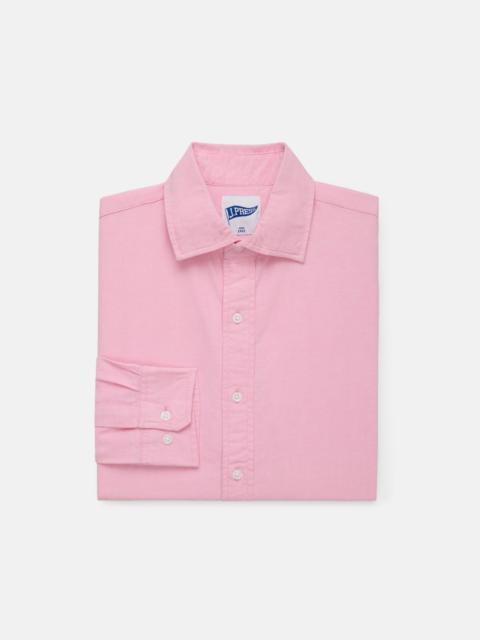 J. PRESS PINK ENZYME-WASHED OXFORD SPREAD COLLAR SHIRT - TRIM FIT