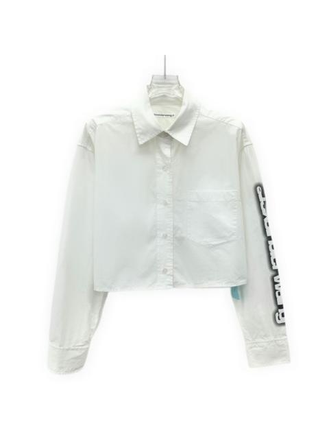 Alexander Wang Alexander Wang Cotton Logo Print Single-Breasted Long Sleeve Shirt White