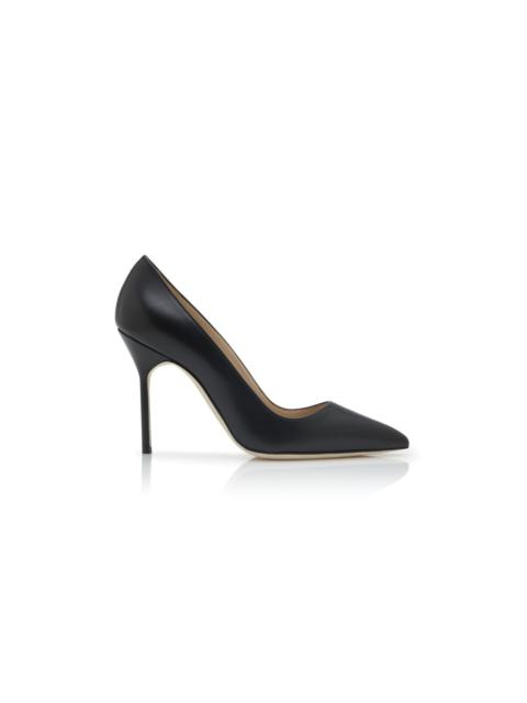 Manolo Blahnik Black Calf Leather Pointed Toe Pumps