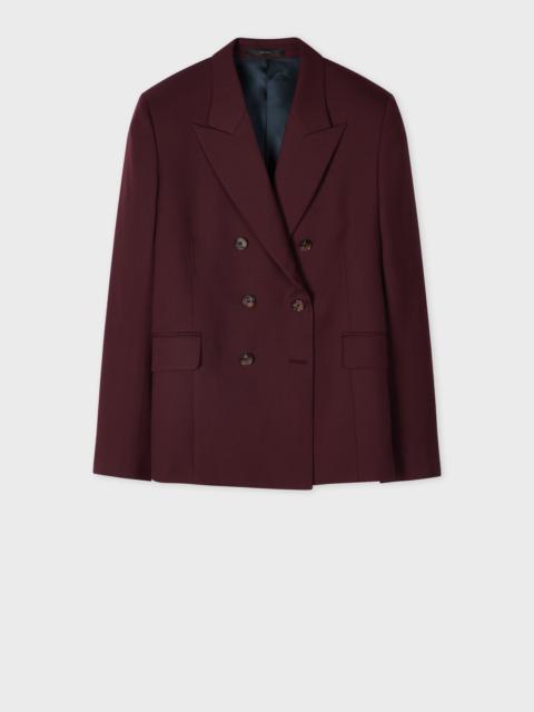 Paul Smith Women's A Suit To Travel In - Burgundy Wool Double Breasted Blazer