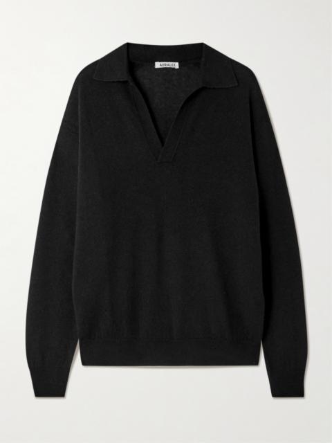 AURALEE Cashmere And Silk-blend Polo Sweater