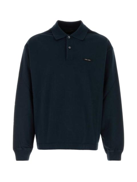 Prada Prada Men Navy Blue Cotton Polo Shirt