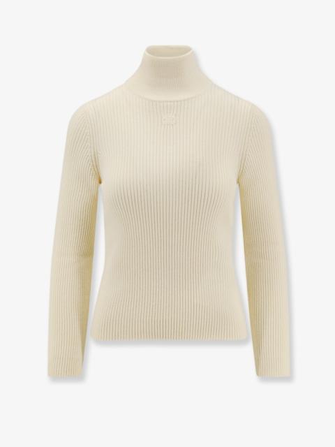 CELINE Celine Ribbed Stretch Wool Turtleneck Sweater