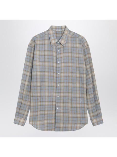 AURALEE Auralee Light Blue/Beige Checked Wool Shirt Men
