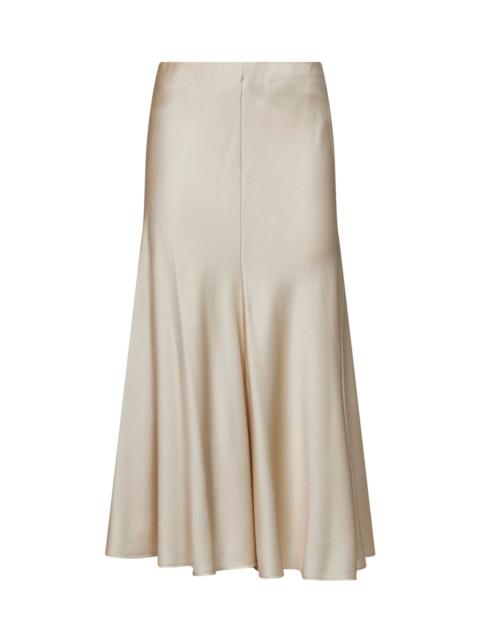Brunello Cucinelli Brunello Cucinelli Women Milky White Satin Cady Pencil Fluid Midi Skirt