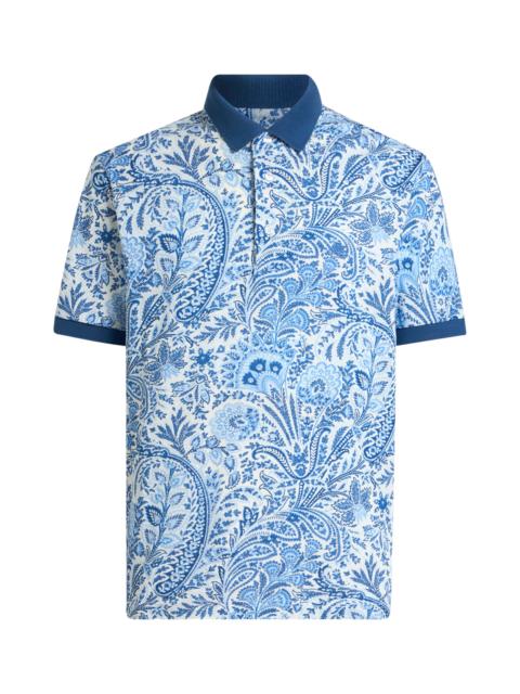 Etro Etro Roma Cotton Piqué Polo in Stampa F.do Bianco at Nordstrom