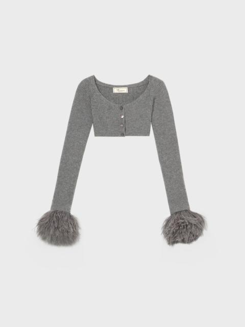 Blumarine WOOL CARDIGAN WITH FEATHERS