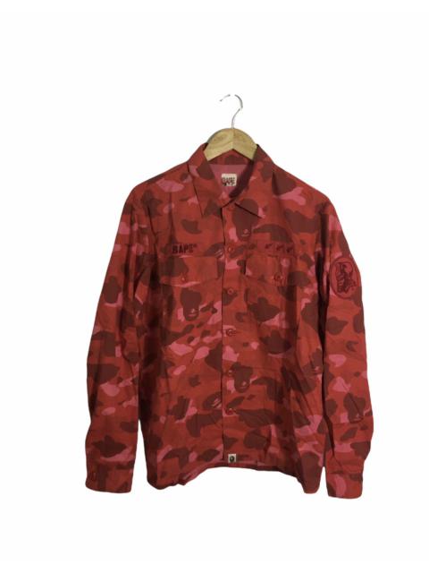 A BATHING APE® Rare ! Camo Army Red Camouflage Heavy Military Nigo Era