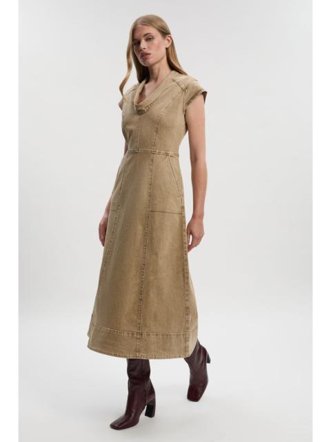 KAREN MILLEN Denim Cowl Neck Midi Dress