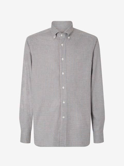 CORNELIANI Flannel shirt with light Blue/brown check pattern