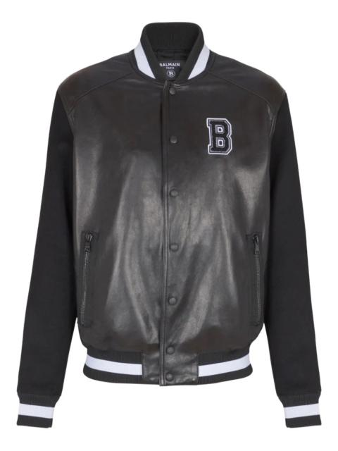 Balmain Balmain Men Varsity Leather Bomber Jacket