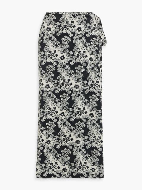 TOTEME Floral-print stretch-jersey midi wrap skirt