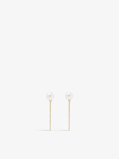 MATEO Chain-drop 14ct yellow-gold, pearl and 1.22ct diamond earrings