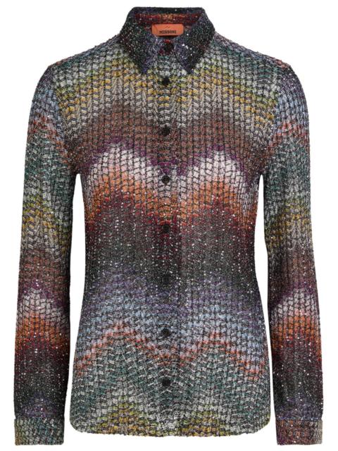 Missoni Missoni Sequin-embellished Zigzag Metallic-knit Shirt