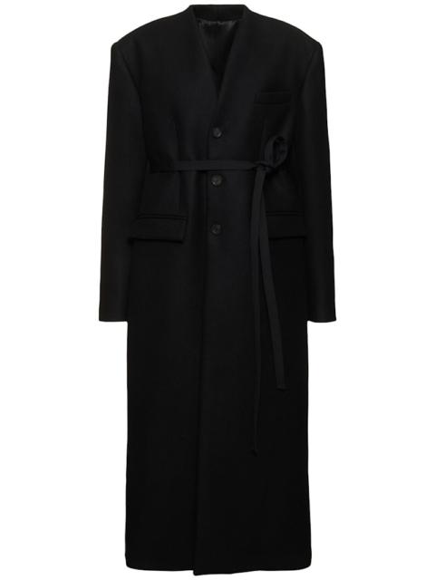 Wool long coat w/ corset