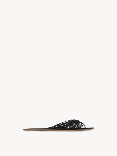 The Row Sara Slide Sandal in Elastic and Leather