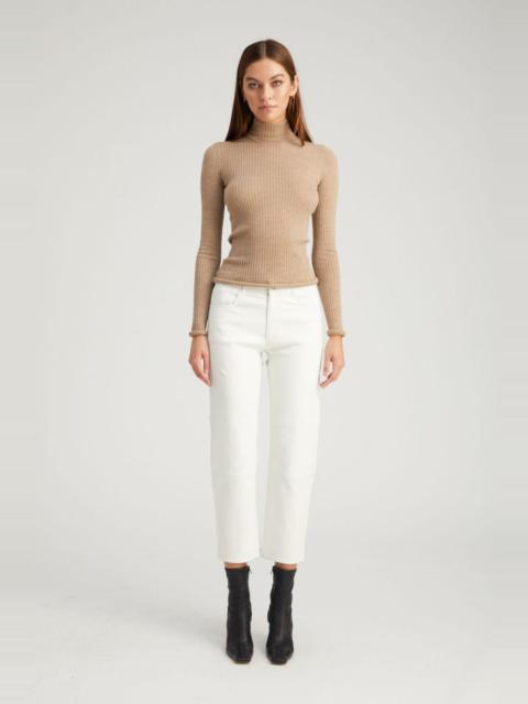 SPRWMN WHITE LEATHER 5 POCKET STRAIGHT LEG PANTS