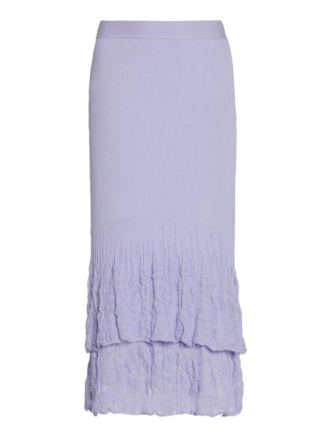 Bottega Veneta 2-in-1 Flower-Knit Cotton Skirt purple