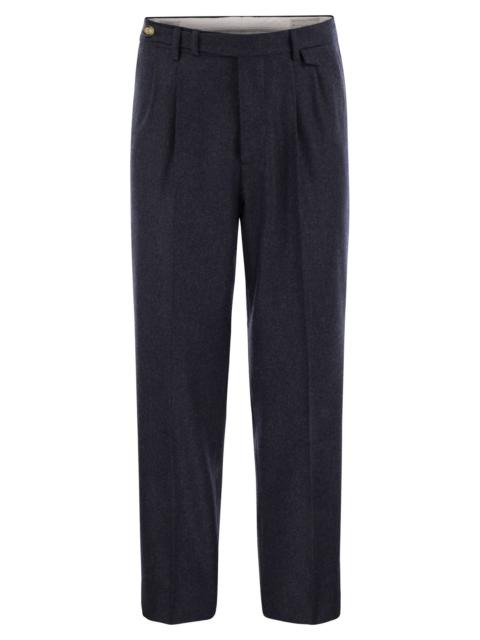 Brunello Cucinelli Brunello Cucinelli Men Leisure Fit Trousers In Virgin Wool Flannel With Double Darts