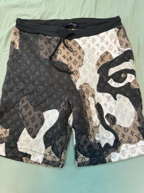 Louis Vuitton LOUIS VUITTON Geometric pattern print mid-rise drawstring straight-leg casual shorts