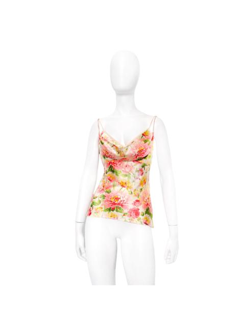 Dior Spring 2005 Galliano Floral Layered Silk Camisole Singlet with Lace Trim