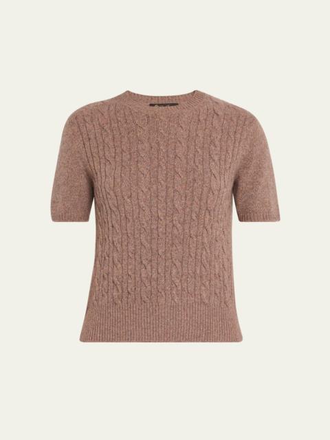 Treccia Cashmere Short-Sleeve Sweater