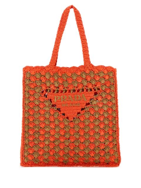 Prada Prada Women Two-Tone Raffia Shopping Bag