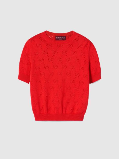 GUCCI GG pointelle cotton silk top