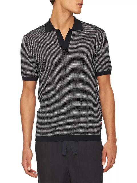 ORLEBAR BROWN Roddy Two Tone Waffle Knit Mesh Classic Fit Polo Shirt