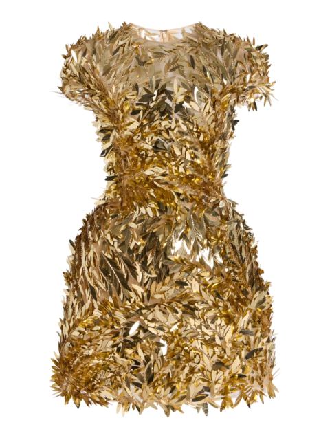 Oscar de la Renta Sequined Mini Dress gold